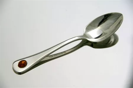 Łyżeczka z bursztynem 11 cm Precjoza - POSREBRZANA 36.K-BG/171/32/K