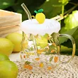 Kubek szklany z silikonową pokrywką i szklaną słomką 600 ml Altom Design - Cytryna 07.K.3516