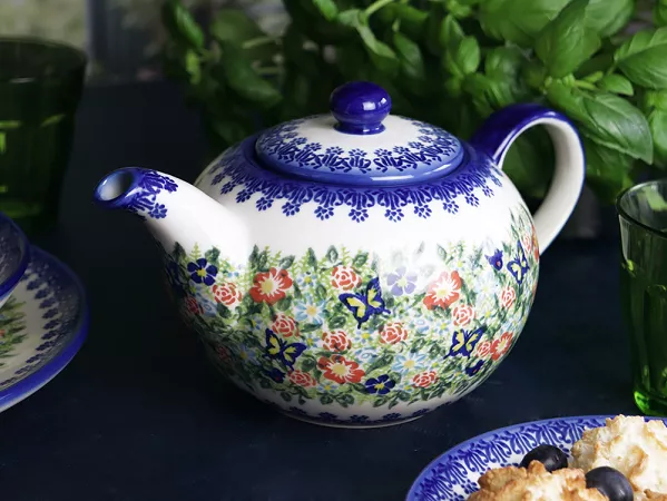 Czajnik 1,5 L Bolesławiec - Kwiatowy Ogród Czajnik 1,5 L Bolesławiec - Kwiatowy Ogród