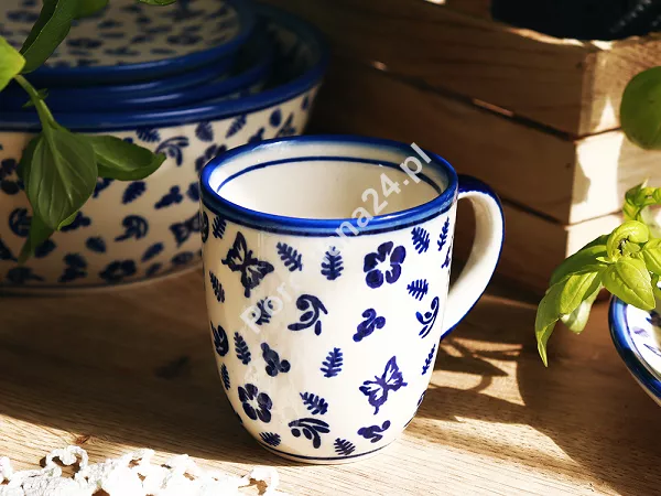 Kubek 0,3 L Bolesławiec - Niebieskie Motyle gat. I Kubek 0,3 L Bolesławiec - Niebieskie Motyle gat. I