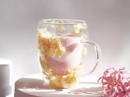 Szklanka termiczna z podwójną ścianką 0,3 L Ecarla - Hortensja Bloom Yellow 20.SZK153