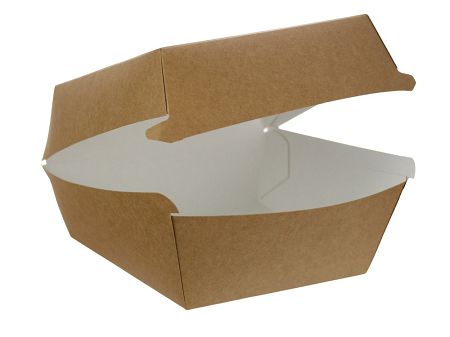 Burger Box 14,5 x 14,5 x 10 cm - Opakowanie 10 szt. - Eco papier biały/kraft E.BB15-10