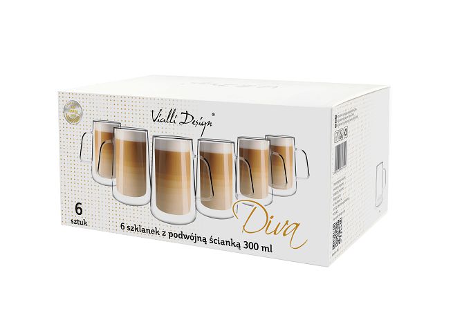 Kpl. szklanek termicznych 300 ml z podwójną ścianką (6 szt.) Vialli Design - Diva 7541 Kpl. szklanek termicznych 300 ml z podwójną ścianką (6 szt.) Vialli Design - Diva 7541