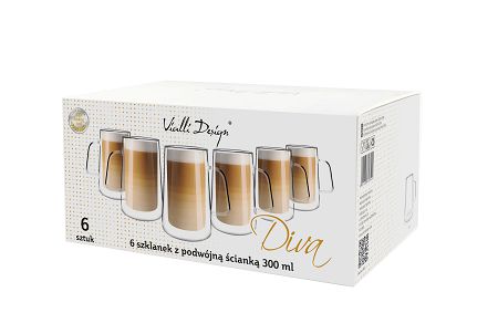 Kpl. szklanek termicznych 300 ml z podwójną ścianką (6 szt.) Vialli Design - Diva 7541