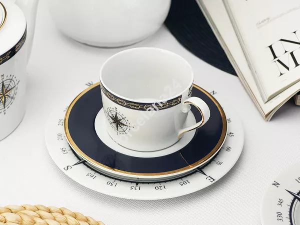 Garnitur śniadaniowy (3el) Ćmielów - Jenny Nautilus White - Blue Garnitur śniadaniowy (3el) Ćmielów - Jenny Nautilus White - Blue