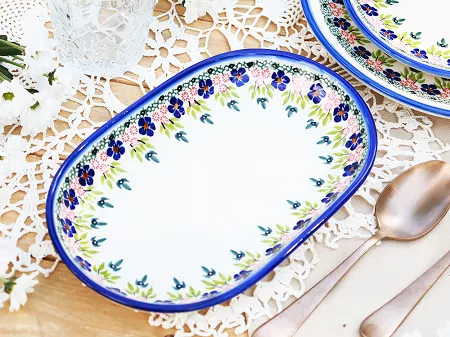 Półmisek owalny 33 cm Bolesławiec - Mariańska Koronka gat. I