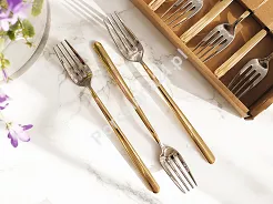 Komplet 6 widelczyków do ciasta 17 cm Hisar - Bahama Gold GIFT BOX