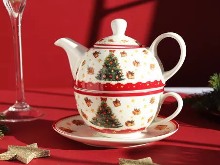 Filiżanka ze spodkiem  0,3 l / 15 cm i z dzbankiem 0,45 l  Duo  - Christmas Tree 15.CHT3.KDH