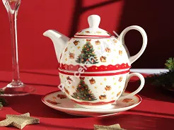 Filiżanka ze spodkiem  0,3 l / 15 cm i z dzbankiem 0,45 l  Duo  - Christmas Tree 15.CHT3.KDH