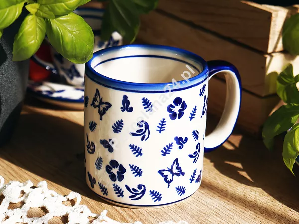 Kubek 0,4 L Bolesławiec - Niebieskie Motyle gat. I Kubek 0,4 L Bolesławiec - Niebieskie Motyle gat. I