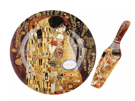 Półmisek / talerz deserowy 27 cm z łopatką do ciasta Carmani - Gustav Klimt Pocałunek 33.198-8071