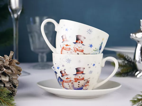 Komplet filiżanek ze spodkami 0,25 l / 15,3 cm (2 szt.)  Duo - Snowman 15.SNO.K2FS Komplet filiżanek ze spodkami 0,25 l / 15,3 cm (2 szt.)  Duo - Snowman 15.SNO.K2FS