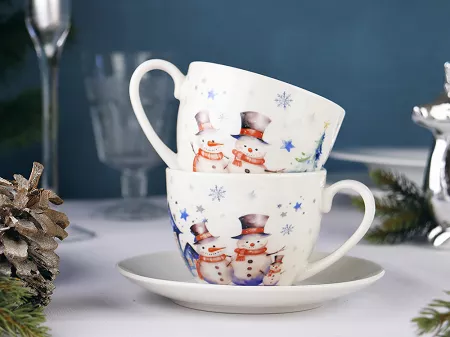 Komplet filiżanek ze spodkami 0,25 l / 15,3 cm (2 szt.)  Duo - Snowman 15.SNO.K2FS