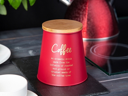 Puszka z pokrywką 14 cm L Altom Design - Coffee Czerwona 07.PUSZ.8371