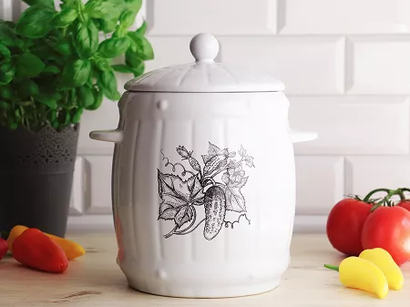 Beczka hermetyczna z kamionki 4,0 L Bella Fiore - Biała 1TR.BECZ.41634