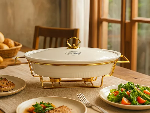 Podgrzewacz owalny 2,1 L  Festa Italia - Biało-złoty 6.POD.5708 Podgrzewacz owalny 2,1 L  Festa Italia - Biało-złoty 6.POD.5708