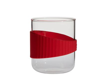 Kubek 0,4 L z silikonowym uchwytem Trendglas - OFFICE S czerwony 4E.211202