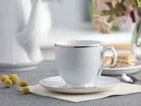 Filiżanka ze spodkiem (cappuccino) 0,35 L / 17 cm Chodzież - MariaPaula ZŁOTA LINIA L02