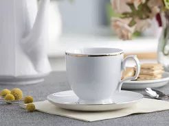 Filiżanka ze spodkiem (cappuccino) 0,35 L / 17 cm Altom Design - MariaPaula ZŁOTA LINIA L02