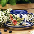 Filiżanka ze spodkiem 0,22 L / 14 cm Bolesławiec - Maki Smolińskiej gat. I