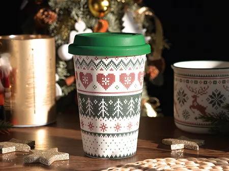 Kubek z silikonową pokrywką 0,39 L Altom Design - Scandi Green 07.CHR.2880