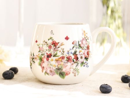 Kubek baryłka 0,43 L Duo - Vintage Flowers White 15.VIN-W.K43