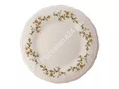 Talerz płytki 27,5 cm Bon Bistro - Retro Brown Flowers ecru