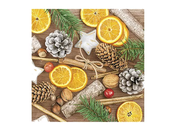 Serwetki 33 x 33 cm (20szt) Polmak - Maki zimowe dekoracje cynamon i orzechy 55.SL-GW-020601 Serwetki 33 x 33 cm (20szt) Polmak - Maki zimowe dekoracje cynamon i orzechy 55.SL-GW-020601