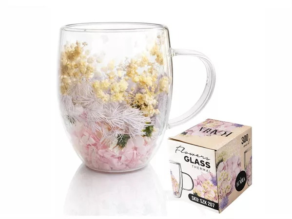 Szklanka termiczna z podwójną ścianką 0,3 L Ecarla - Hortensja Botanic Champagne 20.SZK207 Szklanka termiczna z podwójną ścianką 0,3 L Ecarla - Hortensja Botanic Champagne 20.SZK207