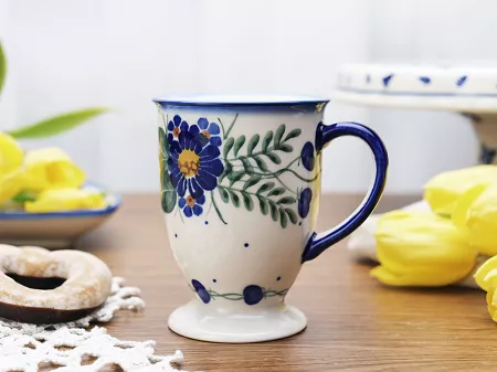 Kubek na stopce 0,3 L Bolesławiec - Kwiaty Kuleszy gat. I