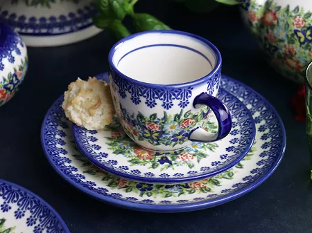 Komplet do kawy 6 osób (18el.) Bolesławiec - Kwiatowy Ogród