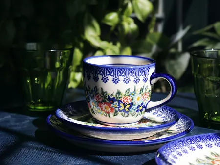 Komplet do kawy 6 osób (18el.) Bolesławiec - Kwiatowy Ogród