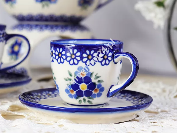 Filiżanka ze spodkiem do espresso 0,11 L / 12,5 cm Bolesławiec - Altmańska Polana gat. I Filiżanka ze spodkiem do espresso 0,11 L / 12,5 cm Bolesławiec - Altmańska Polana gat. I