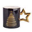 Kubek 0,35 L Altom Design - Golden Christmas Czarny Choinka Gwiazda 07.GC.K35-C