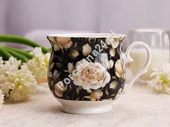 Kubek retro 0,47 L Duo - English roses black 15.ENG-B.K47
