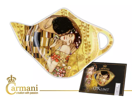 Spodek na torebki od herbaty Carmani - Tea bag Gustav Klimt The Kiss BIAŁE TŁO 33.532-1401