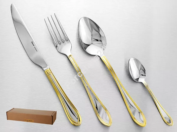 Komplet sztućców 24 cz. na 6 osób Hisar - Avsa Gold (3.0/2.5 mm) złocone Komplet sztućców 24 cz. na 6 osób Hisar - Avsa Gold (3.0/2.5 mm) złocone
