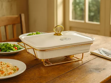 Podgrzewacz prostokątny 2 L  Festa Italia - Biało-złoty 6.POD.6255