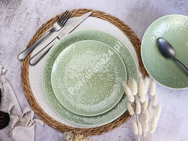 Komplet talerzy na 6 osób (18 el) Lubiana - Hanami Pistacjowa Zieleń Komplet talerzy na 6 osób (18 el) Lubiana - Hanami Pistacjowa Zieleń