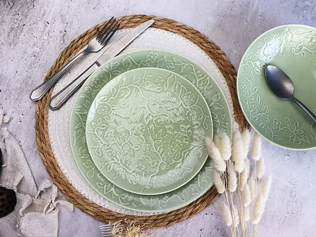 Komplet talerzy na 6 osób (18 el) Lubiana - Hanami Pistacjowa Zieleń