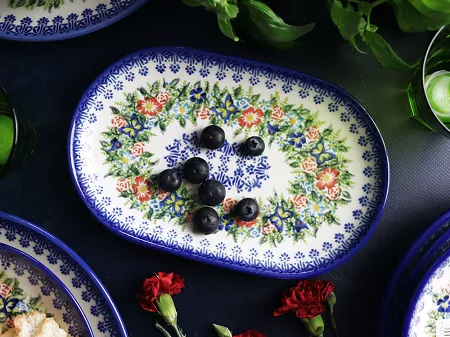 Półmisek owalny 24 cm Bolesławiec - Kwiatowy Ogród