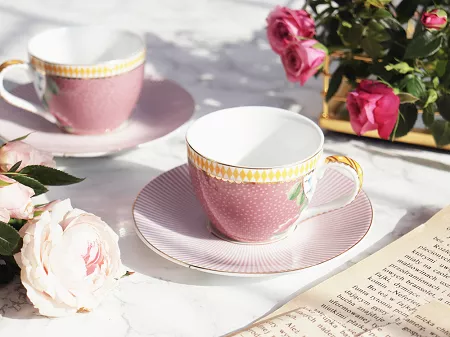 Komplet 2 filiżanek ze spodkiem 0,12 L Pip Studio - La Majorelle Pink 51.LMP.004.107