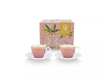 Komplet 2 filiżanek ze spodkiem 0,12 L Pip Studio - La Majorelle Pink 51.LMP.004.107