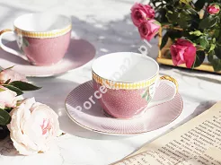 Komplet 2 filiżanek ze spodkiem 0,12 L Pip Studio - La Majorelle Pink 51.LMP.004.107