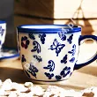 Filiżanka ze spodkiem 0,22 L / 14 cm Bolesławiec - Niebieskie Motyle gat. I