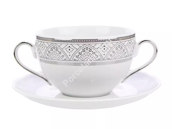 Bulionówka ze spodkiem 0,35 L / 15,7 cm Chodzież - Yvonne G621 Lea Platynowa Bulionówka ze spodkiem 0,35 L / 15,7 cm Chodzież - Yvonne G621 Lea Platynowa