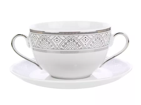 Bulionówka ze spodkiem 0,35 L / 15,7 cm Chodzież - Yvonne G621 Lea Platynowa