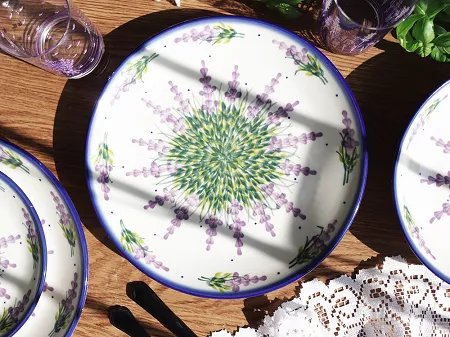 Talerz płytki 26 cm Bolesławiec - Lawendowy Zakątek