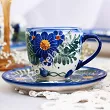 Filiżanka ze spodkiem do espresso 0,11 L / 12,5 cm Bolesławiec - Kwiaty Kuleszy gat. I