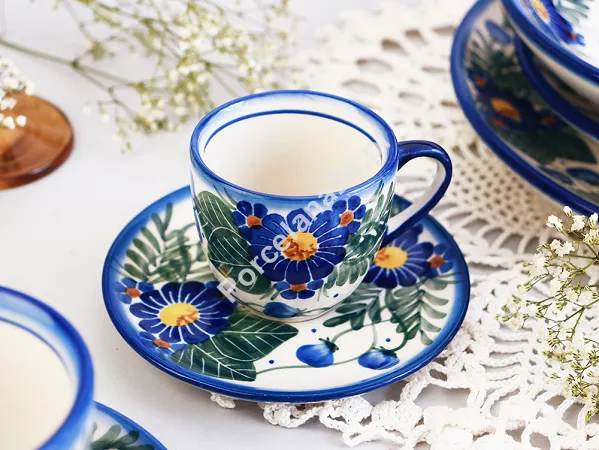 Filiżanka ze spodkiem do espresso 0,11 L / 12,5 cm Bolesławiec - Kwiaty Kuleszy gat. I Filiżanka ze spodkiem do espresso 0,11 L / 12,5 cm Bolesławiec - Kwiaty Kuleszy gat. I